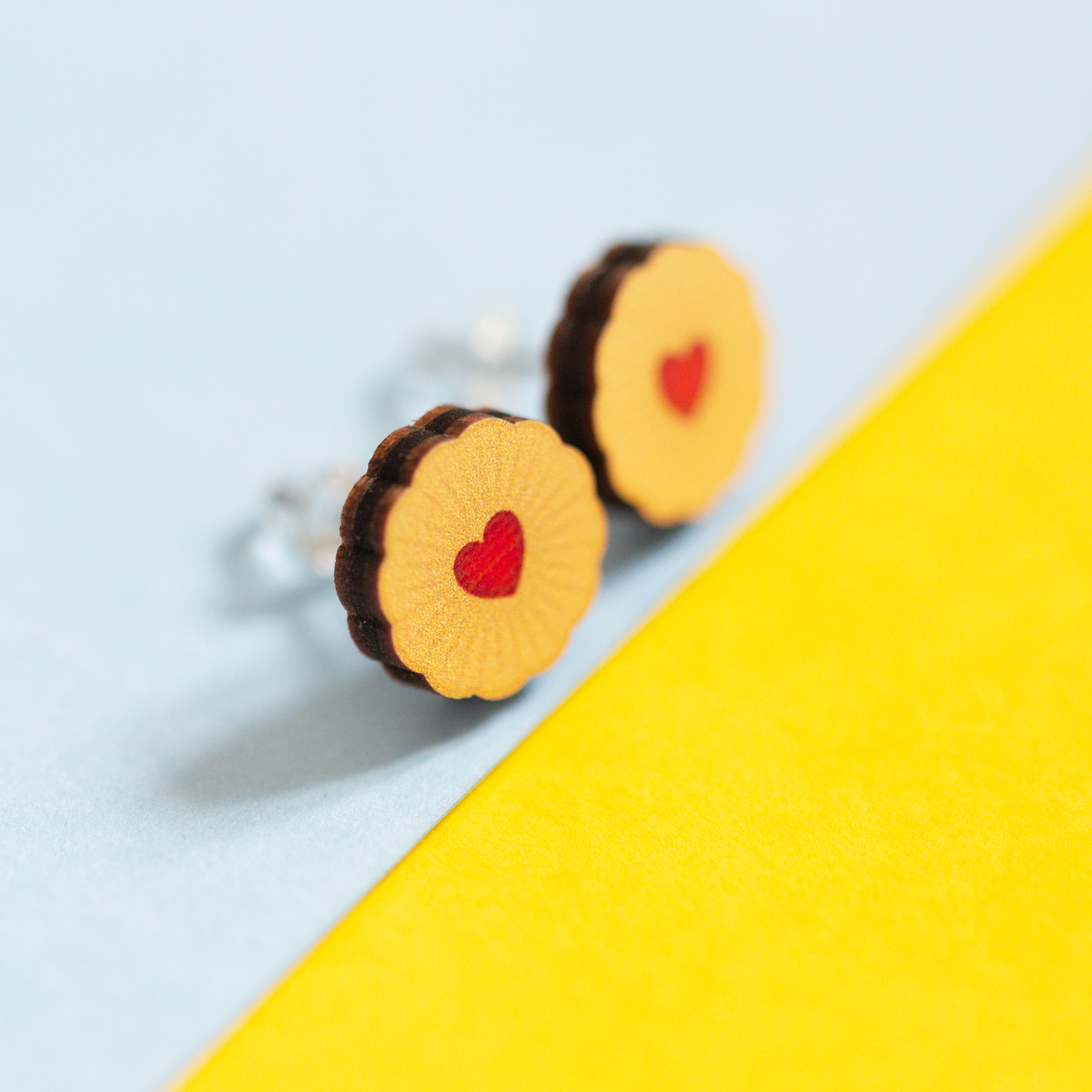 Jammy Dodger Wooden Stud Earrings - Munchquin (Last Available)