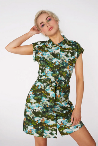 Butterfly Scenic Cotton Shirt Dress - Dangerfield
