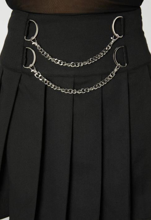 Punk Chain Pleated Skirt - Dangerfield