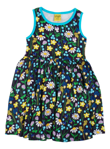 Children's Midsummer Purple Floral Organic Gather Dress - Duns Sweden