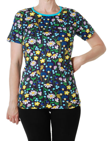 Children and Adult's Midsummer Purple Floral Organic Short Sleeved T-Shirt - Duns Sweden