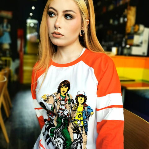 Stranger Things Mike, Dustin And Lucas Long Sleeve Raglan T-Shirt (Last Available)