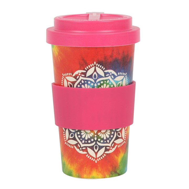Peace Out Tie Dye Mandala Print Bamboo Travel Mug