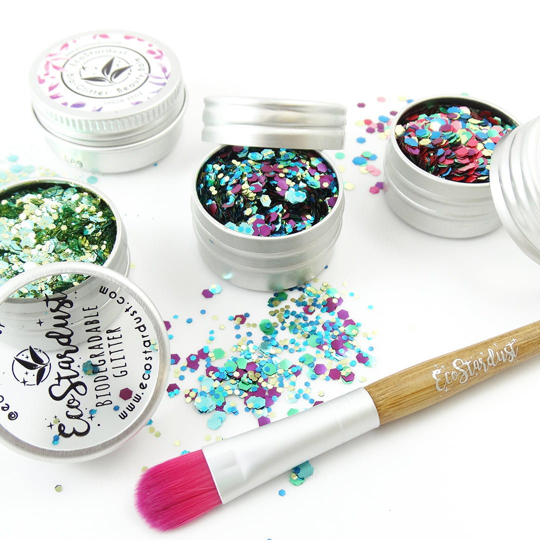 Festival Favourites Biodegradable Trio-Glitter, Balm & Brush Set - Eco Stardust