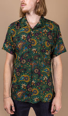 Forest Green Paisley Short Sleeve Shirt - Run & Fly