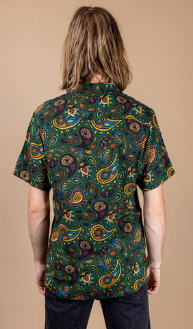 Forest Green Paisley Short Sleeve Shirt - Run & Fly