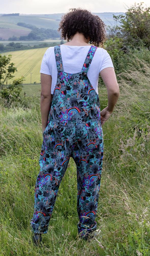 Grey Jurassic Dinosaur Twill Dungarees - Run & Fly (Last Available)