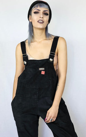 Black Cord Dungarees - Run & Fly