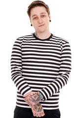 Black & White Stripe Long Sleeve T-Shirt - Run & Fly