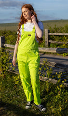 Lightweight Lime Punch Twill Dungarees - Run & Fly