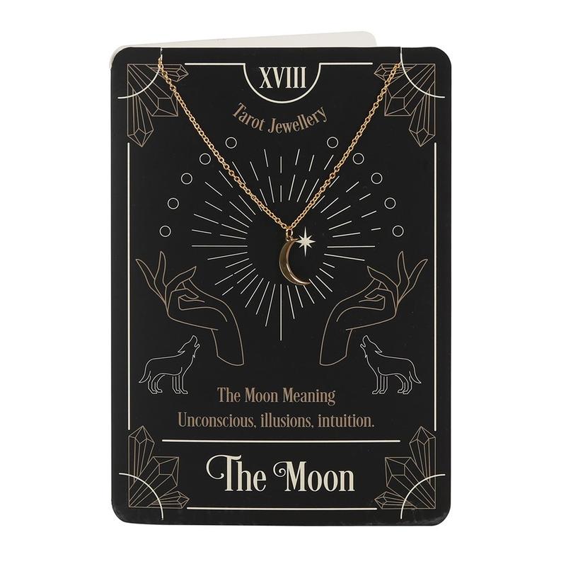 The Moon Tarot Necklace on a Greetings Card