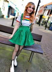 Green Time Out Pleated Twill Pinafore - Dangerfield