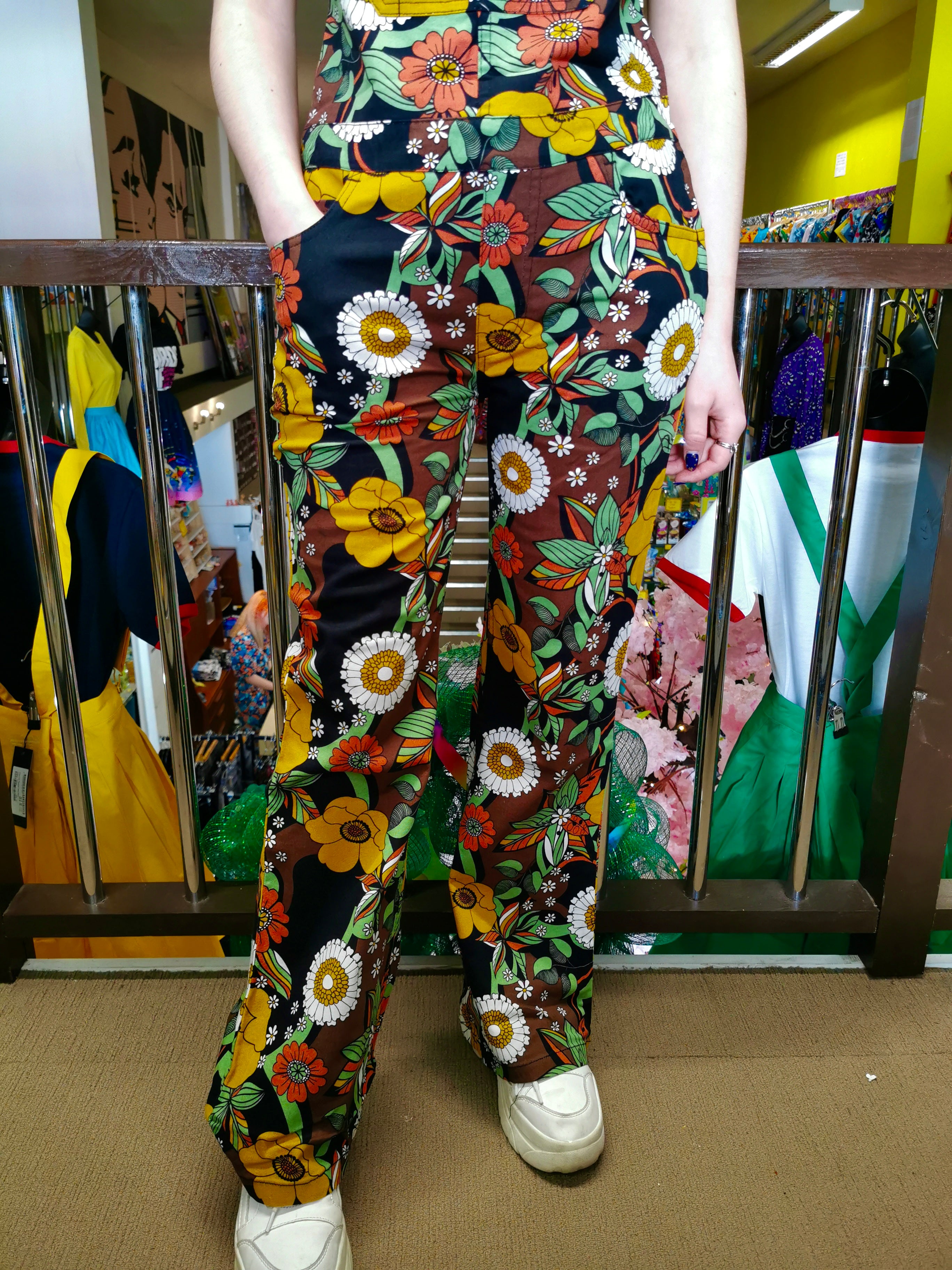 70's Brown Floral Flare High Waisted Jeans - Run & Fly