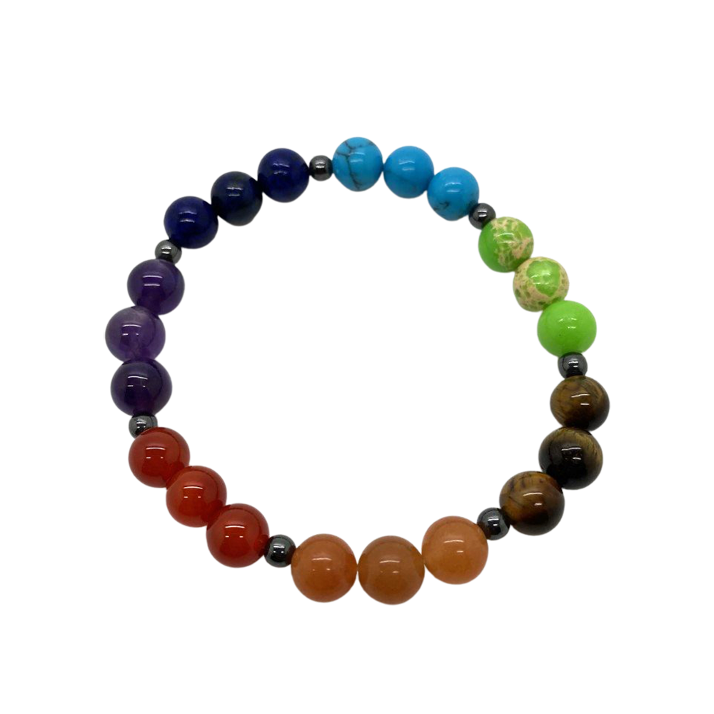 Beaded Chakra Gemstone Stretch Bracelet 57mm