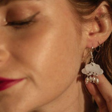 925 Sterling Silver Mother of Pearl Cloud Mini Drop Earrings - Xander Kostroma (Last Available)