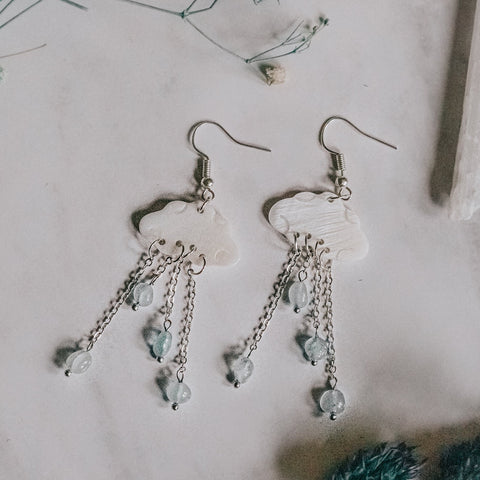 925 Sterling Silver Mother of Pearl Cloud Aquamarine Multi Drop Earrings - Xander Kostroma (Last Available)