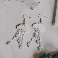 925 Sterling Silver Mother of Pearl Cloud Aquamarine Multi Drop Earrings - Xander Kostroma (Last Available)