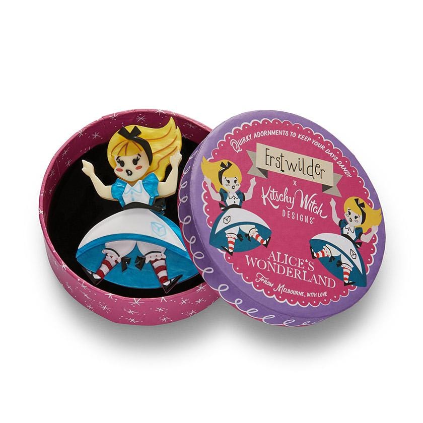 Alice Down the Rabbit Hole Brooch & Drink Me Brooch Set - Erstwilder