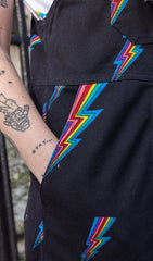 Black Lightning Bolt Dungarees - Run & Fly