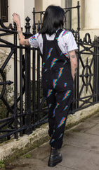 Black Lightning Bolt Dungarees - Run & Fly