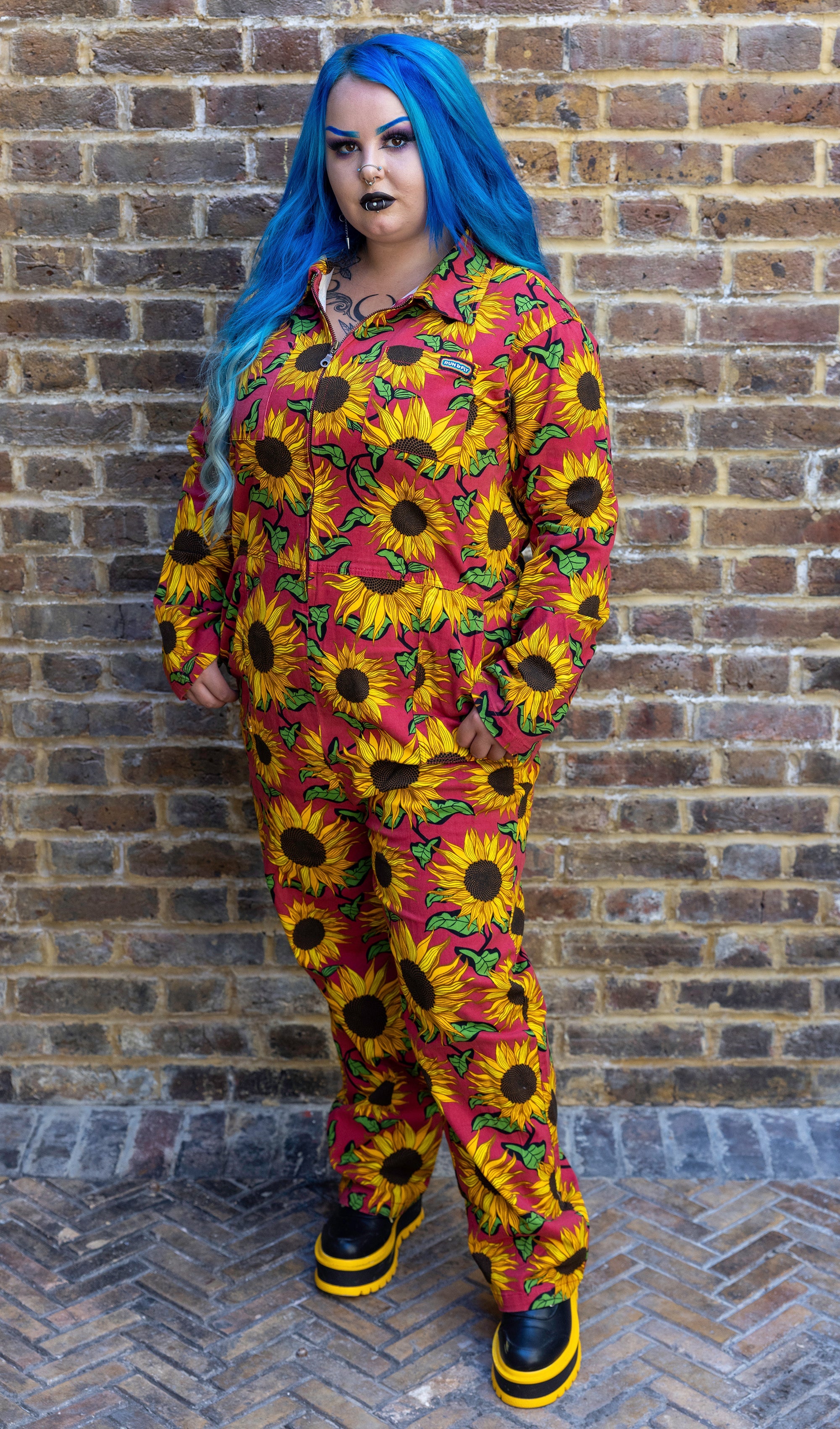 Red Sunflower Twill Boiler Suit - Run & Fly