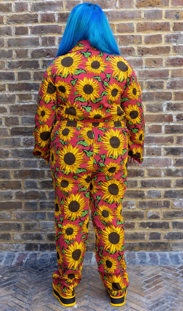 Red Sunflower Twill Boiler Suit - Run & Fly