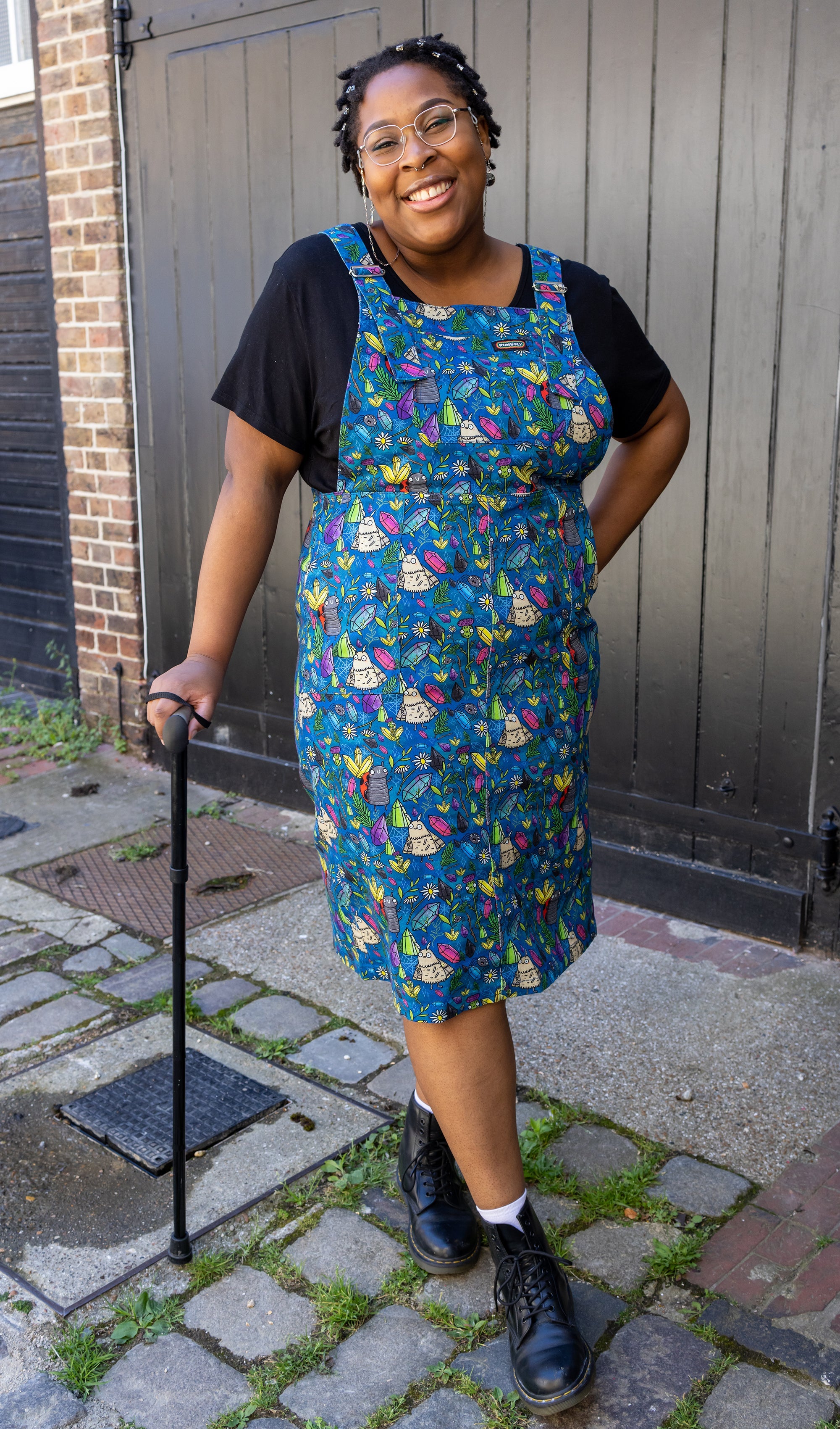 Katie Abey Crystal Critters Twill Long Pinafore - Run & Fly