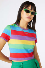 Rainbow Stripe Cotton T-Shirt - Dangerfield