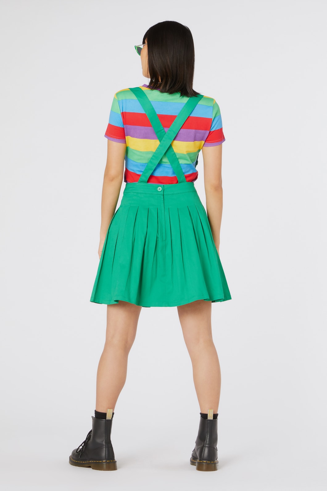 Green Time Out Pleated Twill Pinafore - Dangerfield