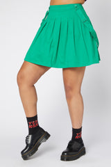 Green Time Out Pleated Twill Pinafore - Dangerfield