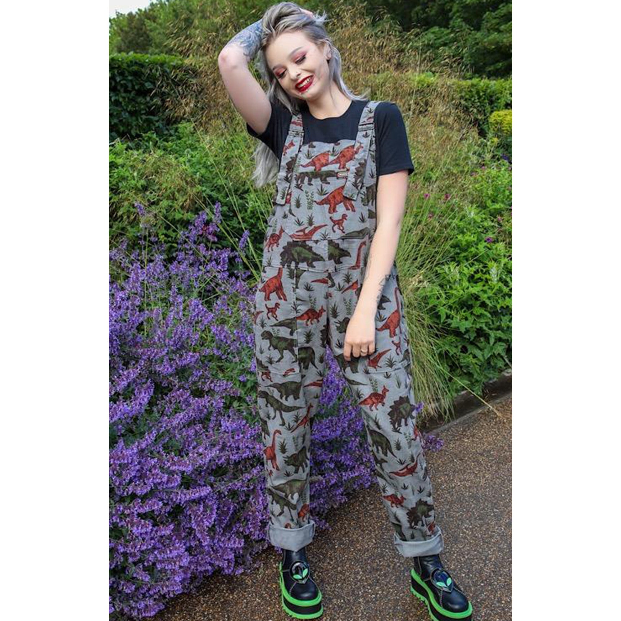 Adventure Dinosaur Grey Dungarees - Run & Fly