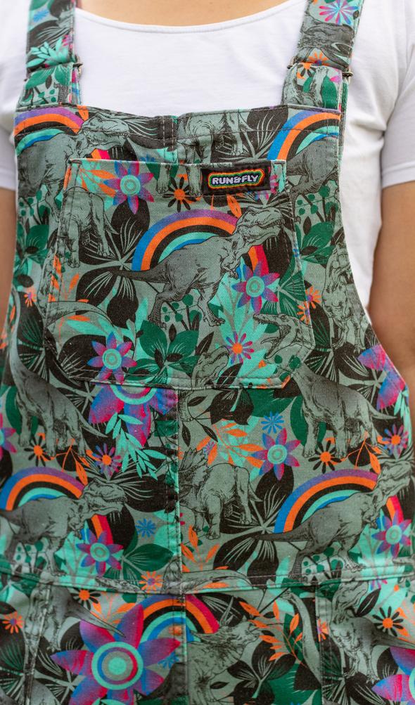 Grey Jurassic Dinosaur Twill Dungarees - Run & Fly (Last Available)