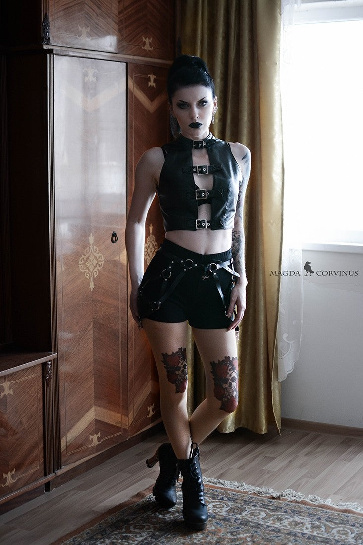 Nude Skull and Red Roses Gothic Tattoo Tights - Pamela Mann