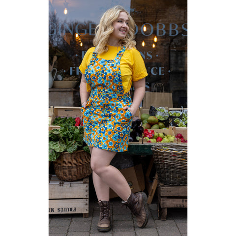 70's Retro Floral Print Pinafore - Run & Fly