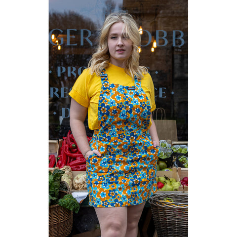 70's Retro Floral Print Pinafore - Run & Fly