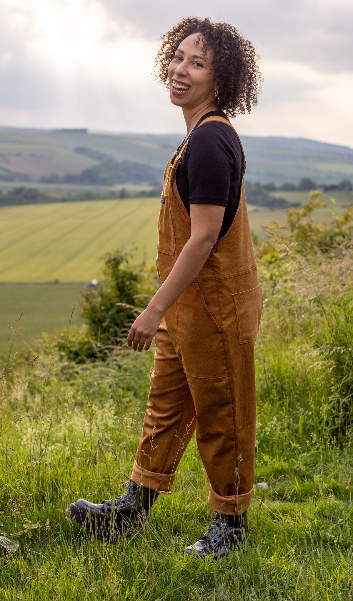Premium Gold Corduroy Dungarees - Run & Fly