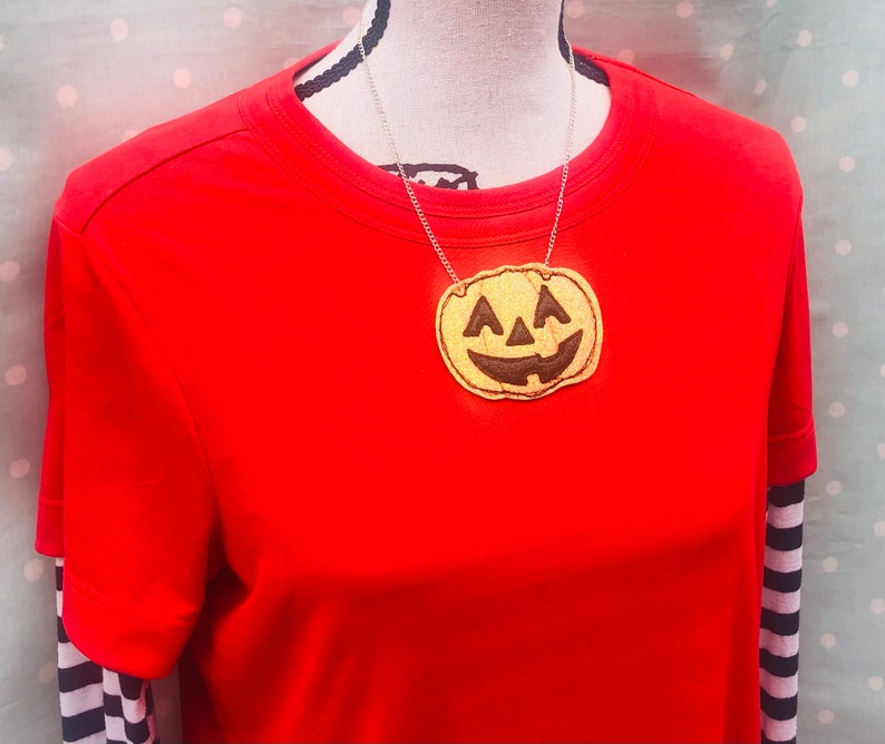 Jack-O-Lantern Pumpkin Glitter Necklace - Bumblebee Design Treasures (Last Available)