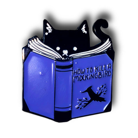 Reading Cat Enamel Pin Badge