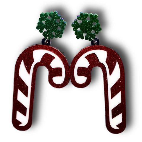 Candy Cane Acrylic Earrings