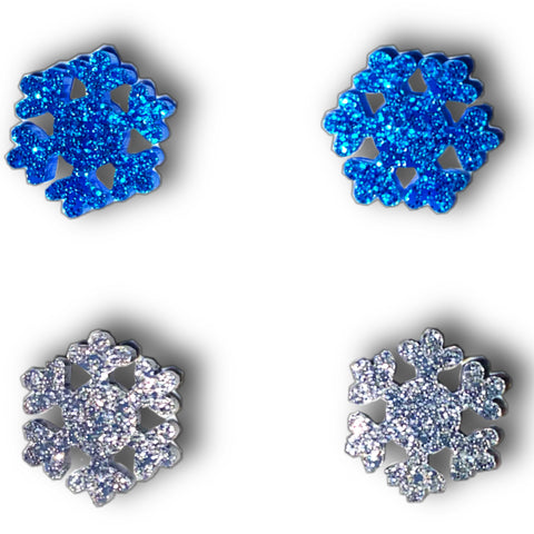Glitter Snowflake Stud Earrings