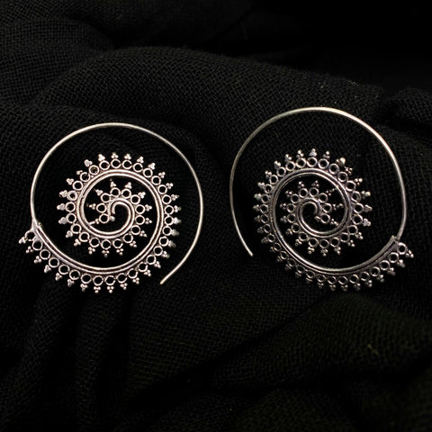Spiral Dot Work Indian Earrings