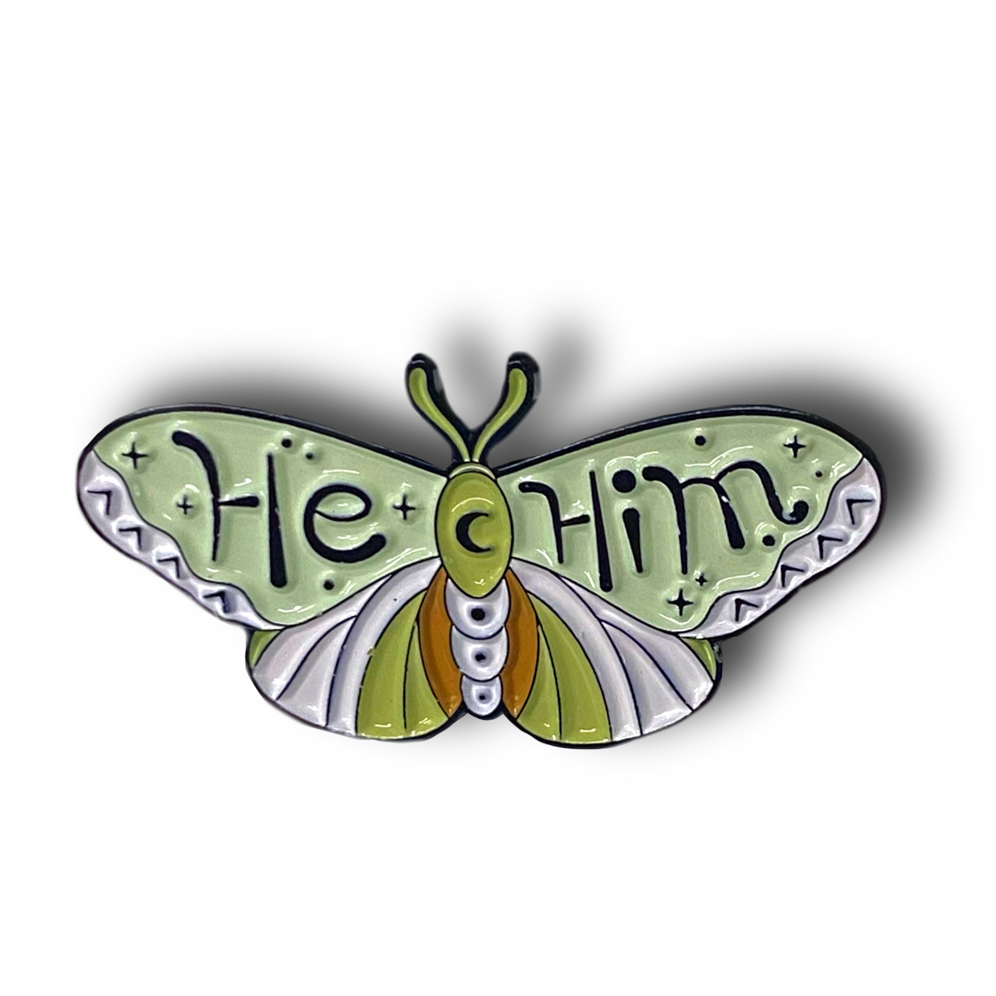 Pronoun Butterflies Enamel Pin Badges