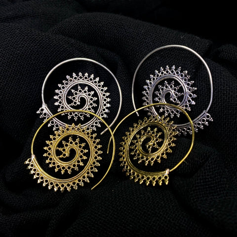 Spiral Dot Work Indian Earrings