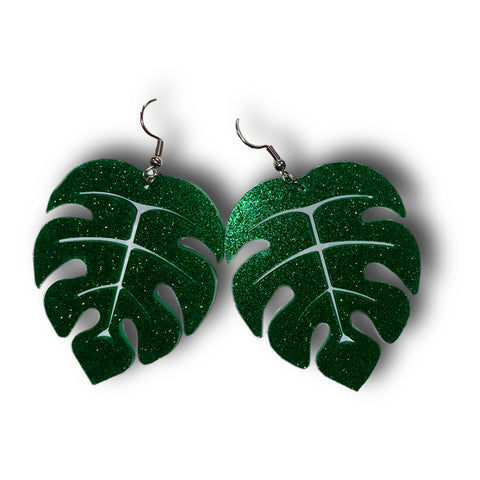 Monstera Leaf Acrylic Earrings