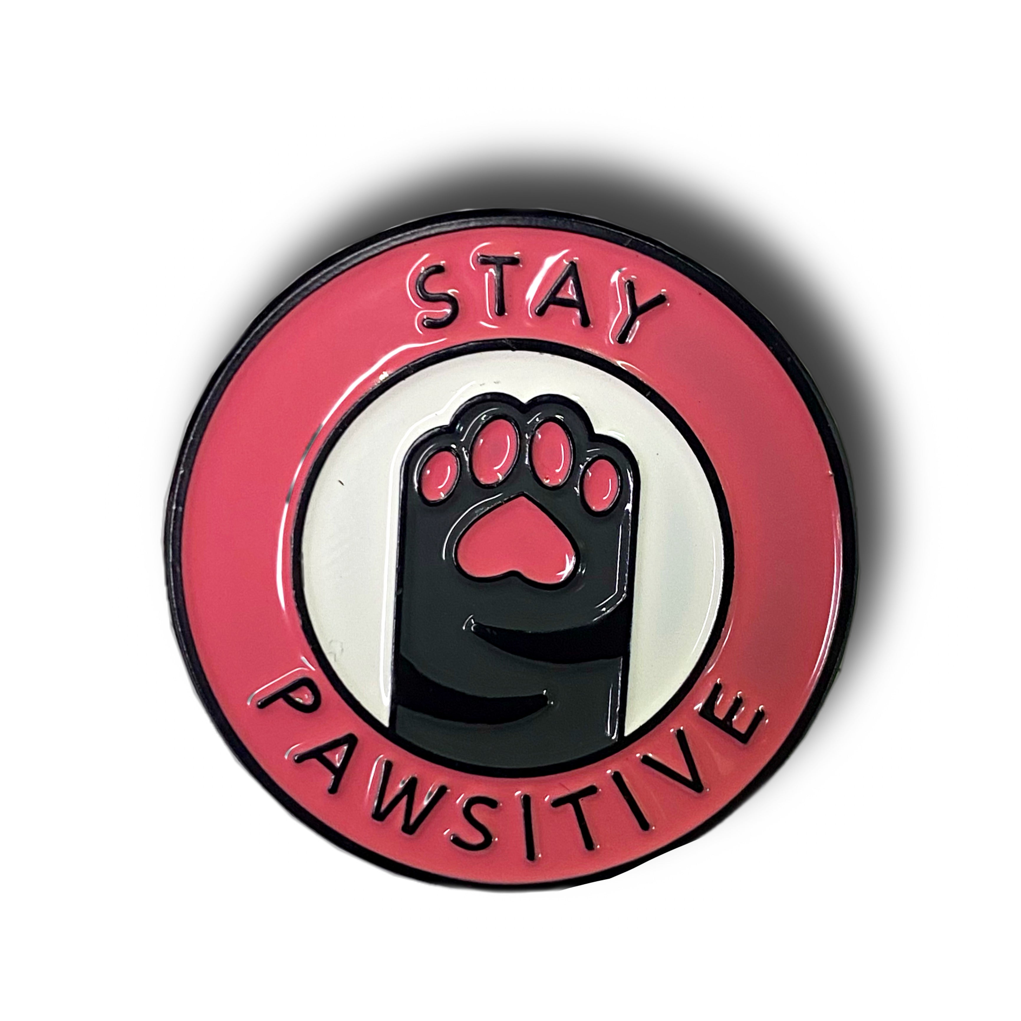 Stay Pawsitive Cat Enamel Pin Badge