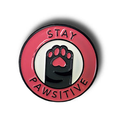 Stay Pawsitive Cat Enamel Pin Badge