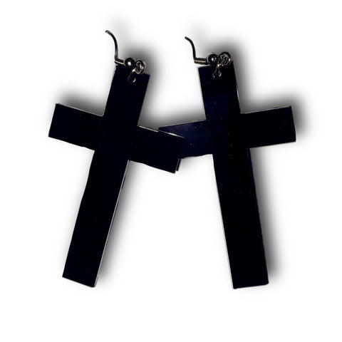 Black Cross Acrylic Earrings