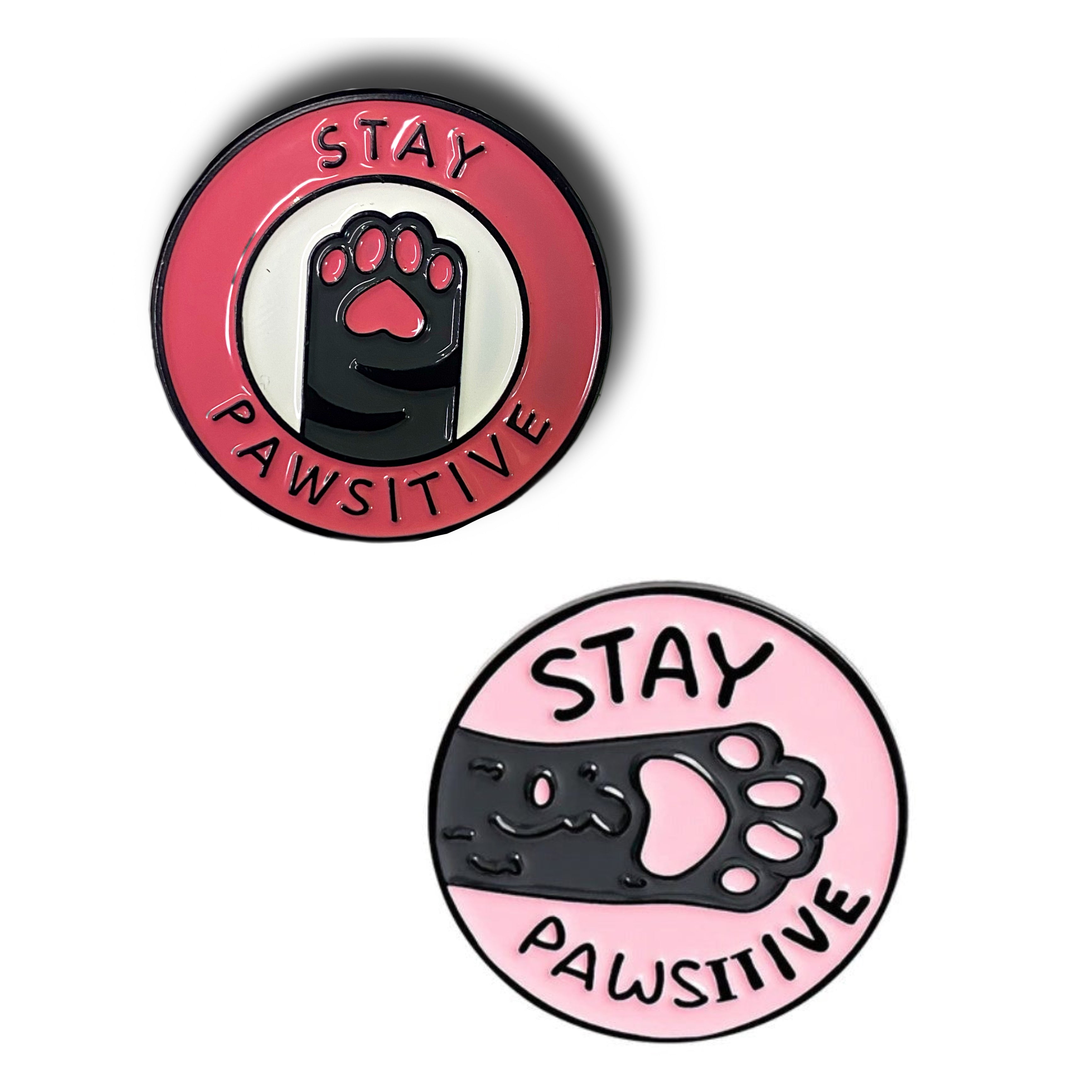Stay Pawsitive Cat Enamel Pin Badge