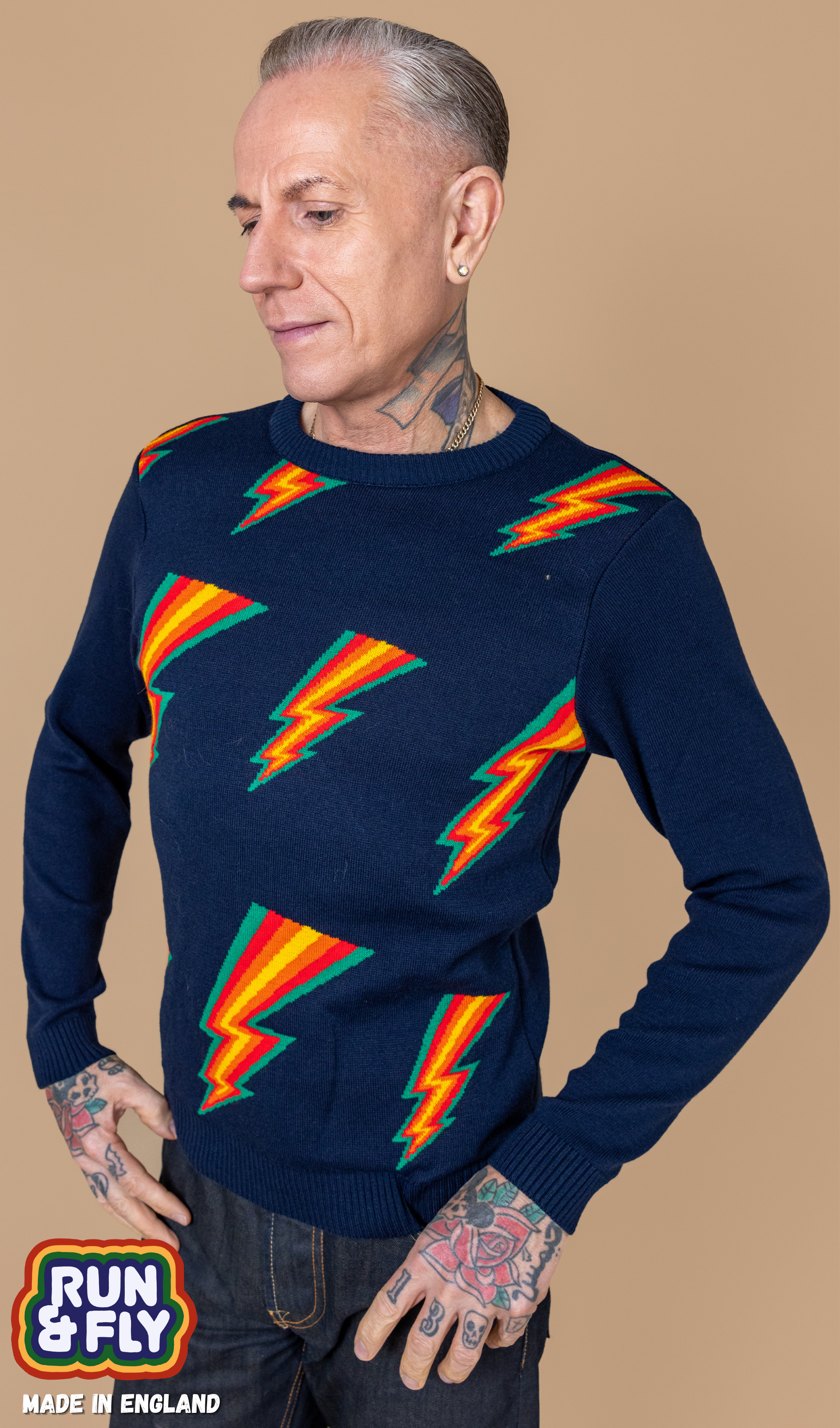 Navy Lightning Bolt Jumper - Run & Fly