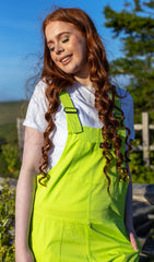 Lightweight Lime Punch Twill Dungarees - Run & Fly